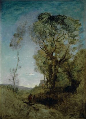 Italienische Villa hinter Pinien The Italian Villa behind the Pines by Jean-Baptiste-Camille Corot Oil Painting