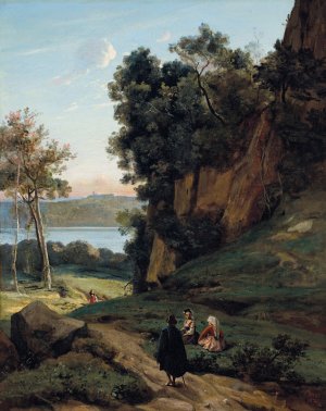 Italiens D'Albano by Jean-Baptiste-Camille Corot Oil Painting