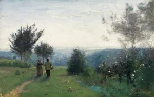 La Rencontre matinale sur les hauteurs de Sevres by Jean-Baptiste-Camille Corot Oil Painting