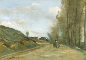 La Route De Gouvieux, Pres De Chantilly by Jean-Baptiste-Camille Corot Oil Painting
