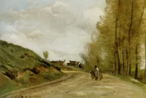 La Route de Gouvieux by Jean-Baptiste-Camille Corot Oil Painting
