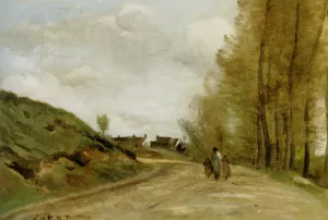 La Route de Gouvieux Oil painting by Jean-Baptiste-Camille Corot