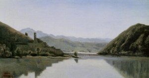 Lake Piediluco by Jean-Baptiste-Camille Corot Oil Painting