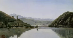 Lake Piediluco by Jean-Baptiste-Camille Corot Oil Painting