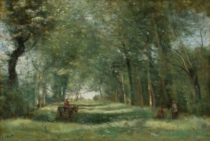 L'allee Verte by Jean-Baptiste-Camille Corot Oil Painting