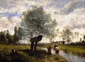 Landscape at Coubron by Jean-Baptiste-Camille Corot - Oil Painting Reproduction