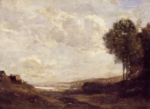 Landscape by the Lake Oil painting by Jean-Baptiste-Camille Corot
