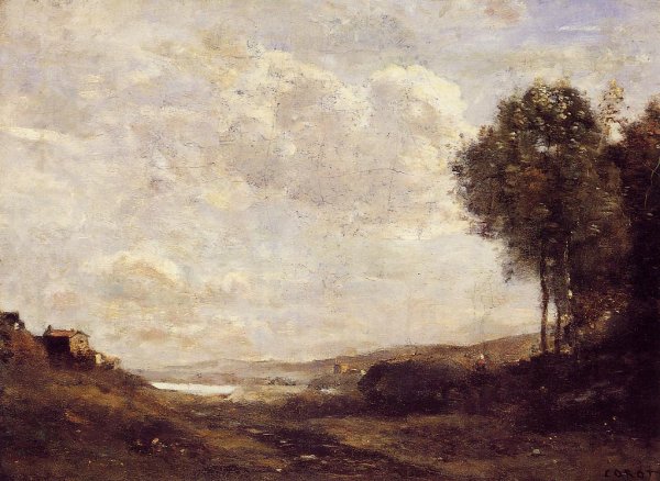 Main Product Photo of Landscape by the Lake Painting by Jean-Baptiste-Camille Corot
