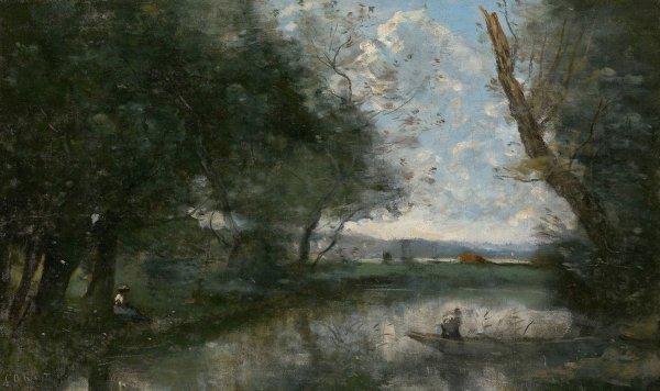 Landscape  by Jean-Baptiste-Camille Corot - Hand-Painted Oil Painting Reproduction