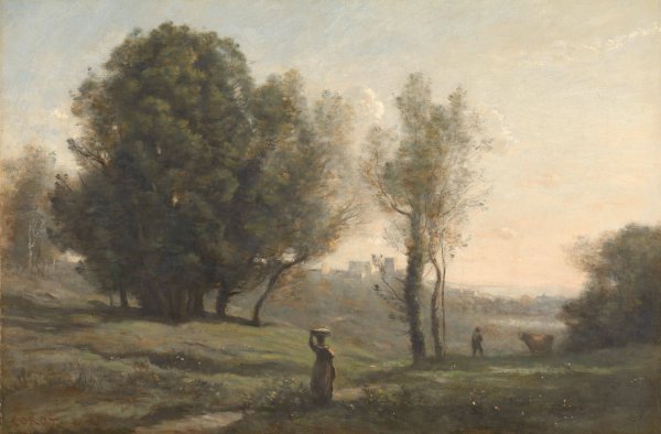 Landscape  by Jean-Baptiste-Camille Corot - Hand-Painted Oil Painting Reproduction