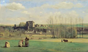 Landscape of La Ferte-Milon by Jean-Baptiste-Camille Corot Oil Painting