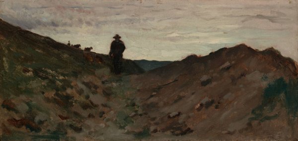 Landscape with Figure by Jean-Baptiste-Camille Corot - Hand-Painted Oil Painting Reproduction