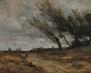 Le Coup de vent by Jean-Baptiste-Camille Corot Oil Painting