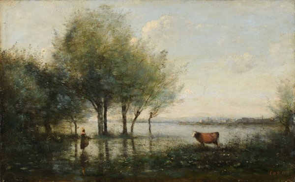 Le Marais  by Jean-Baptiste-Camille Corot - Hand-Painted Oil Painting Reproduction