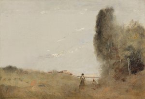 Le Matin Au Bord De L'eau by Jean-Baptiste-Camille Corot Oil Painting