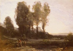 Le Monastere Derriere Les Arbres by Jean-Baptiste-Camille Corot Oil Painting