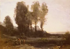 Le Monastere Derriere Les Arbres by Jean-Baptiste-Camille Corot - Oil Painting Reproduction