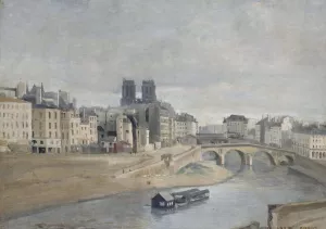 Le Quai des Orfevres et le Pont Saint Michel by Jean-Baptiste-Camille Corot Oil Painting