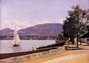 Le Quai des Paquis, Geneva by Jean-Baptiste-Camille Corot Oil Painting