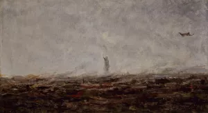 Le Reve; Paris incendie, Septembre 1870 by Jean-Baptiste-Camille Corot Oil Painting