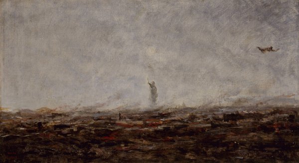 Le Reve; Paris incendie, Septembre 1870  by Jean-Baptiste-Camille Corot - Hand-Painted Oil Painting Reproduction