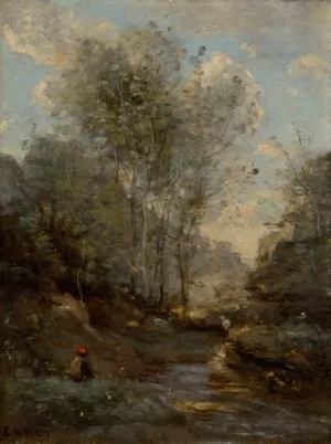 Le Vallon des Chevres by Jean-Baptiste-Camille Corot Oil Painting