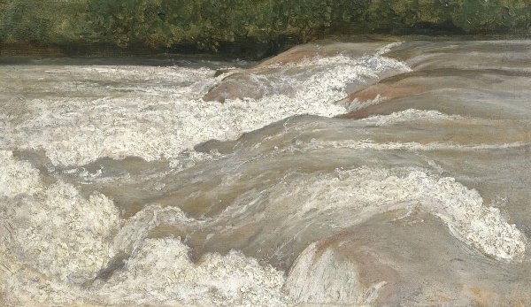 Le Velino; La Sortie Du Lac De Papigno by Jean-Baptiste-Camille Corot - Hand-Painted Oil Painting Reproduction