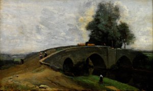Le vieux pont by Jean-Baptiste-Camille Corot Oil Painting