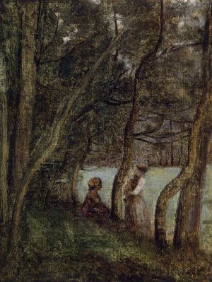 Les Alinges, Haute Savoie, Figures under the Trees by Jean-Baptiste-Camille Corot Oil Painting