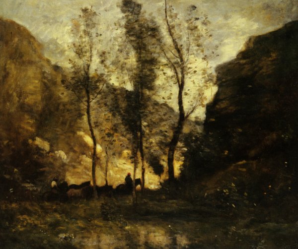 Main Product Photo of Les Contrebandiers Painting by Jean-Baptiste-Camille Corot