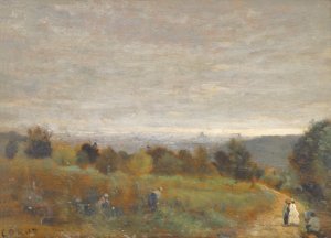 Les Hauteurs De Sevres, Paris en Arriere-Plan by Jean-Baptiste-Camille Corot Oil Painting