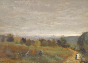 Les Hauteurs De Sevres, Paris en Arriere-Plan by Jean-Baptiste-Camille Corot Oil Painting