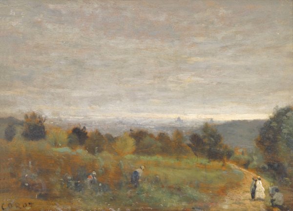 Les Hauteurs De Sevres, Paris en Arriere-Plan by Jean-Baptiste-Camille Corot - Hand-Painted Oil Painting Reproduction
