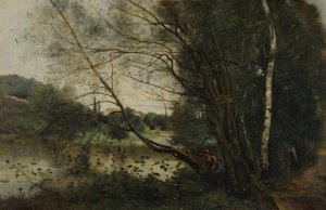 L'etang a l'arbre penche by Jean-Baptiste-Camille Corot Oil Painting