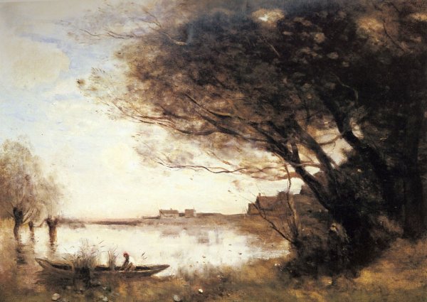 L'Inondation by Jean-Baptiste-Camille Corot - Hand-Painted Oil Painting Reproduction