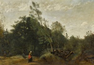 Lisiere de bois en Limousin Oil painting by Jean-Baptiste-Camille Corot