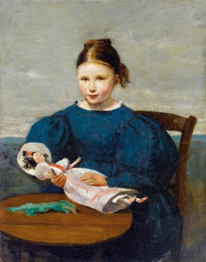 Little Girl with A Doll by Jean-Baptiste-Camille Corot Oil Painting
