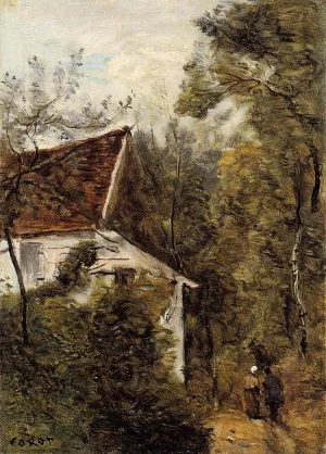 Luzancy, the Path through the Woods Oil painting by Jean-Baptiste-Camille Corot
