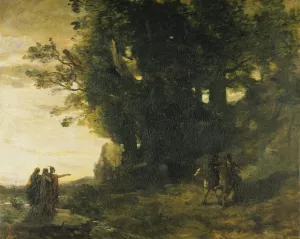 Macbeth, paysage by Jean-Baptiste-Camille Corot Oil Painting