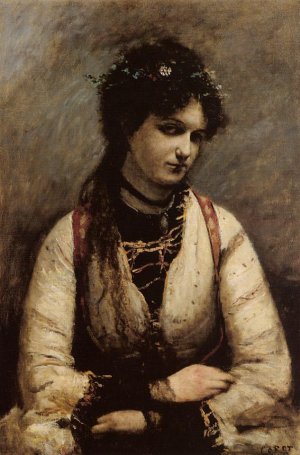 Mademoiselle de Foudras by Jean-Baptiste-Camille Corot Oil Painting
