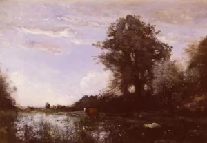 Marais De Cuicy, Pres Douai by Jean-Baptiste-Camille Corot Oil Painting