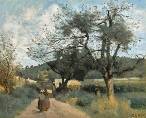 Marcoussis, Route a Travers Les Champs by Jean-Baptiste-Camille Corot Oil Painting