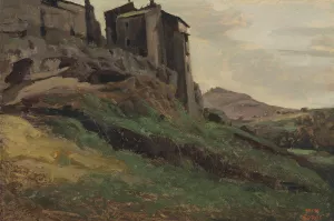 Marino, Grandes Fabriques Au Sommet De Rochers by Jean-Baptiste-Camille Corot Oil Painting