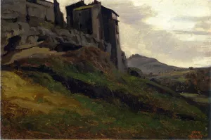 Marino, Large Buildings on the Rocks by Jean-Baptiste-Camille Corot - Oil Painting Reproduction