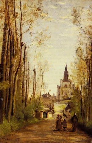 Marissal, Path to the Front of the Church by Jean-Baptiste-Camille Corot - Oil Painting Reproduction