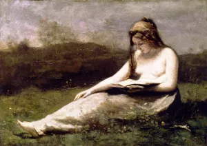 Mary Magdalene Reading by Jean-Baptiste-Camille Corot Oil Painting