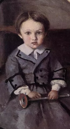 Maurice Robert as a Child by Jean-Baptiste-Camille Corot Oil Painting