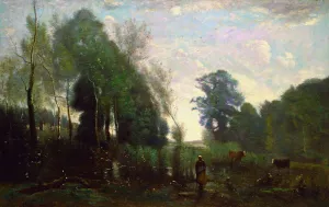 Misty Morning by Jean-Baptiste-Camille Corot Oil Painting