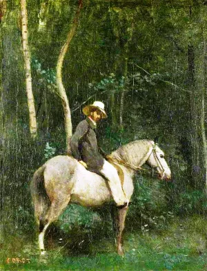 Monsieur Pivot on Horseback by Jean-Baptiste-Camille Corot Oil Painting