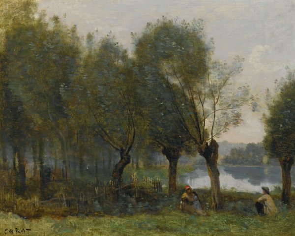 Montgeron-Saulaie Au Bord De L'eau by Jean-Baptiste-Camille Corot - Hand-Painted Oil Painting Reproduction